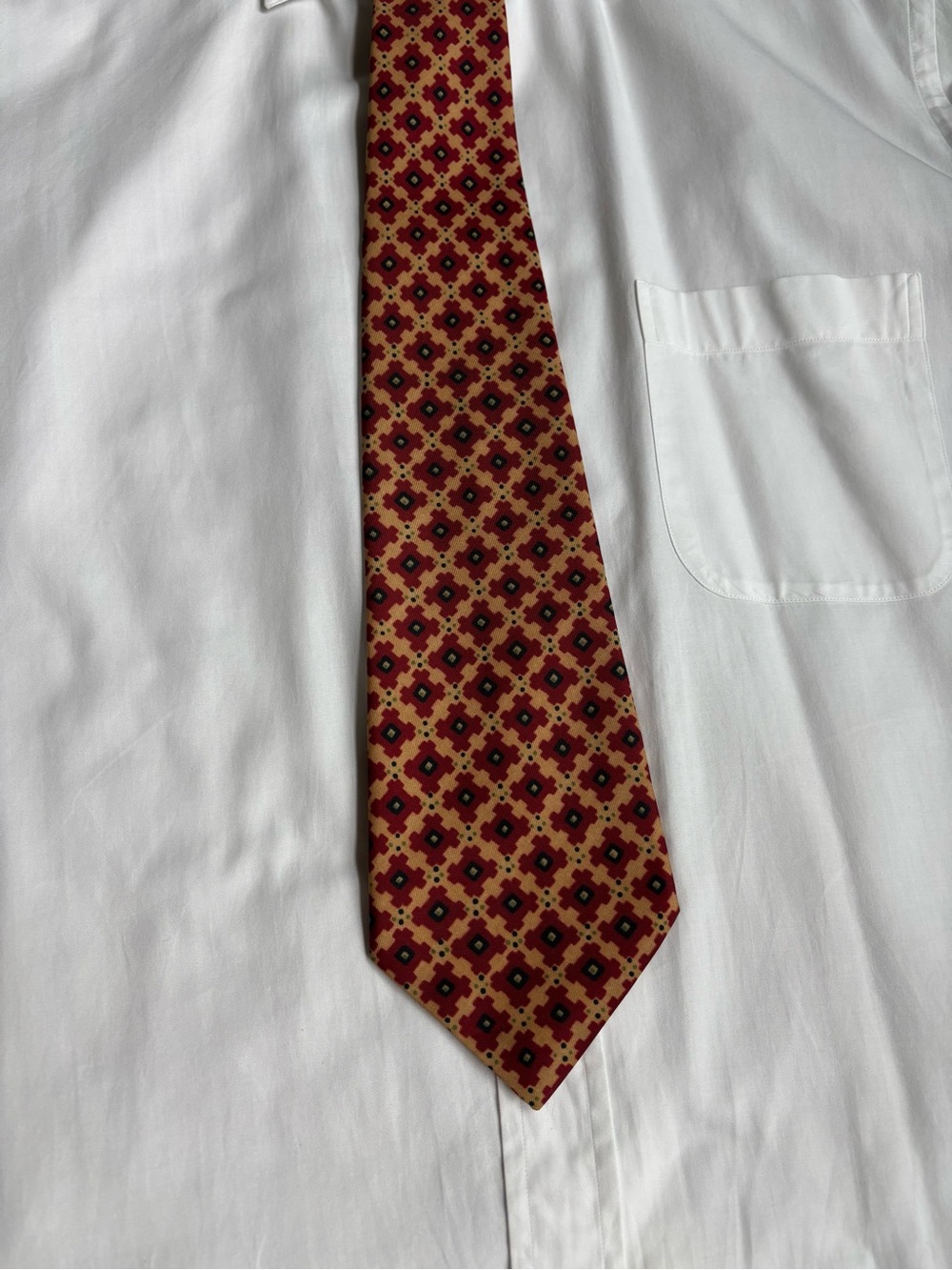 Dior Burgundy and Tan Geometric Men's Tie